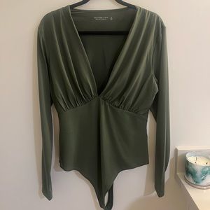abercrombie green deep v bodysuit, size XL